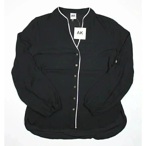 NEW! Anne Klein Women's XS Long Sleeve Combo Button Down Blouse NWT $89 - Picture 1 of 3